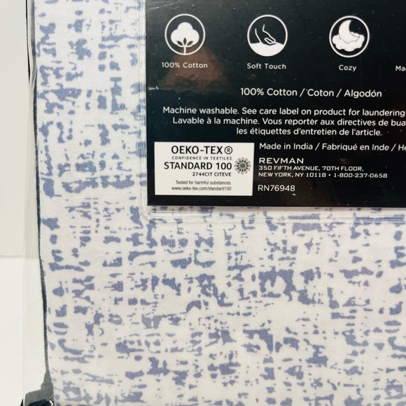 Vera Wang Set of 2 Luxurious Satin Weave Fragments Blue Queen Size Pillowcases - Picture 9 of 12